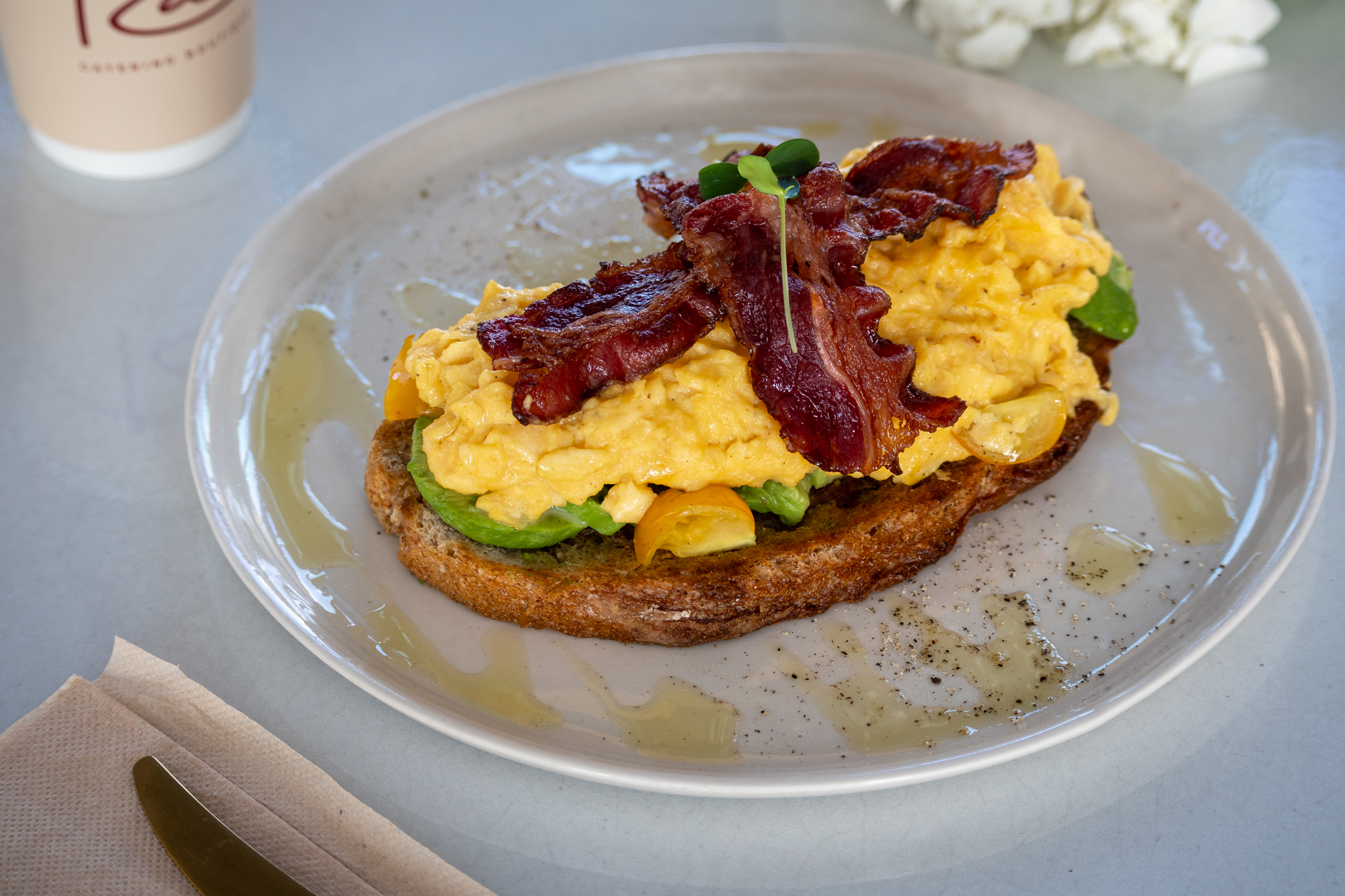B.E.A.T (bacon,egg, avocado, toast)